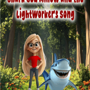 Girl and shark in forest book cover.