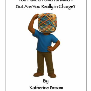 Book cover with rubber band head figure.