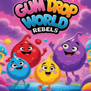 Colorful gumdrop characters on a vibrant cover.