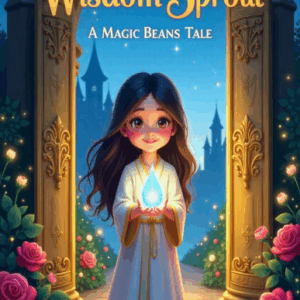 Girl holding glowing object, surrounded by roses.