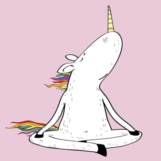 22 A unicorn sitting in the middle of a yoga pose.
